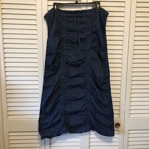 New Creation Blue Denim Ruched Long Skirt Size M